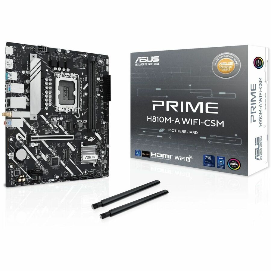 Asus Prime H810M-A WIFI-CSM Desktop Motherboard - Intel H810 Chipset - Socket LGA-1851 - Micro ATX Asus Prime H810M-A WIFI-CSM Desktop Motherboard - Intel H810 Chipset - Socket LGA-1851 - Micro ATX